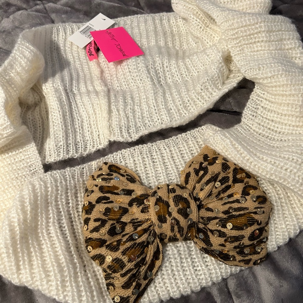 Leopard print bow circle scarf